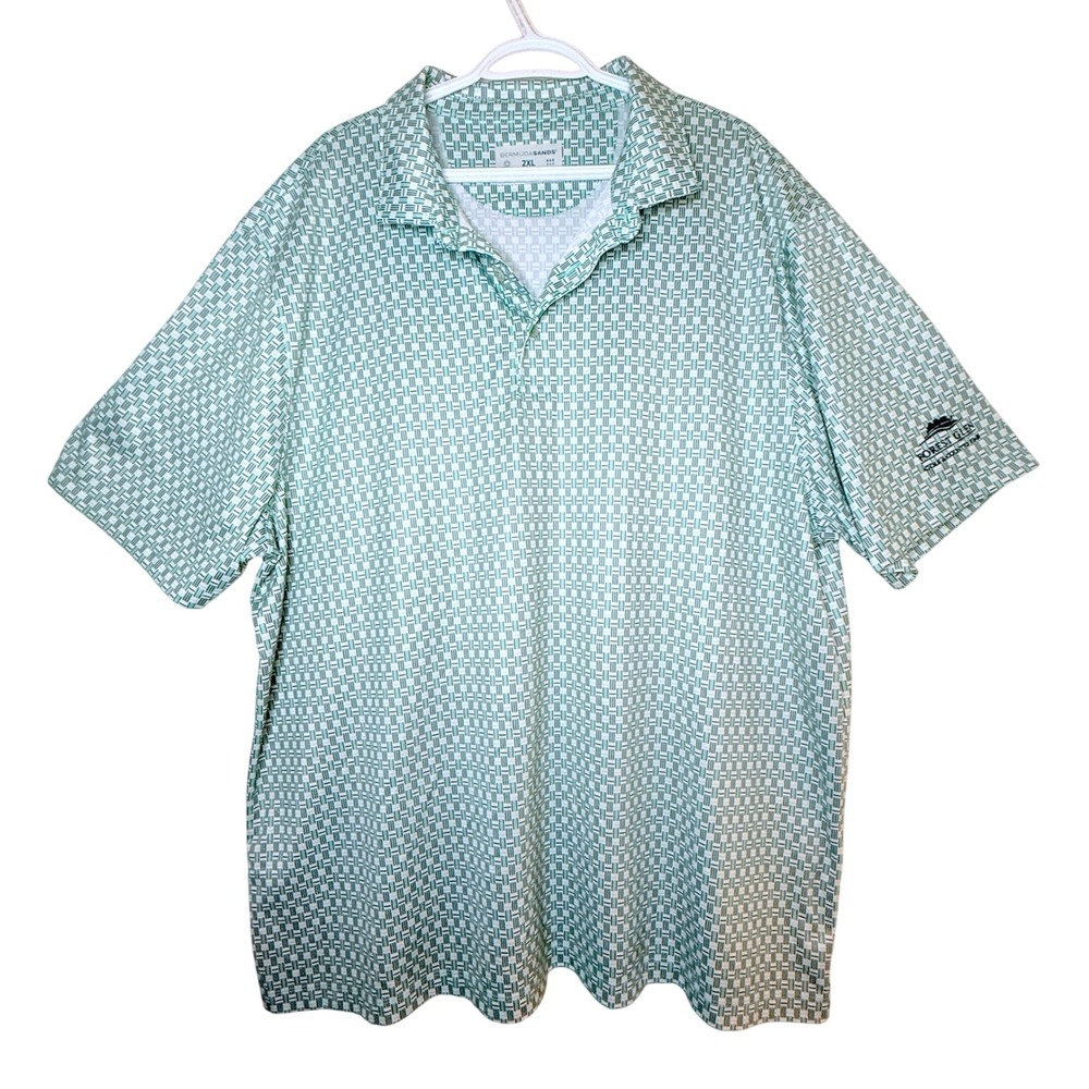 Bermuda Sands Golf Polo Mens 2XL Green Geometric Forest Glen Country Club